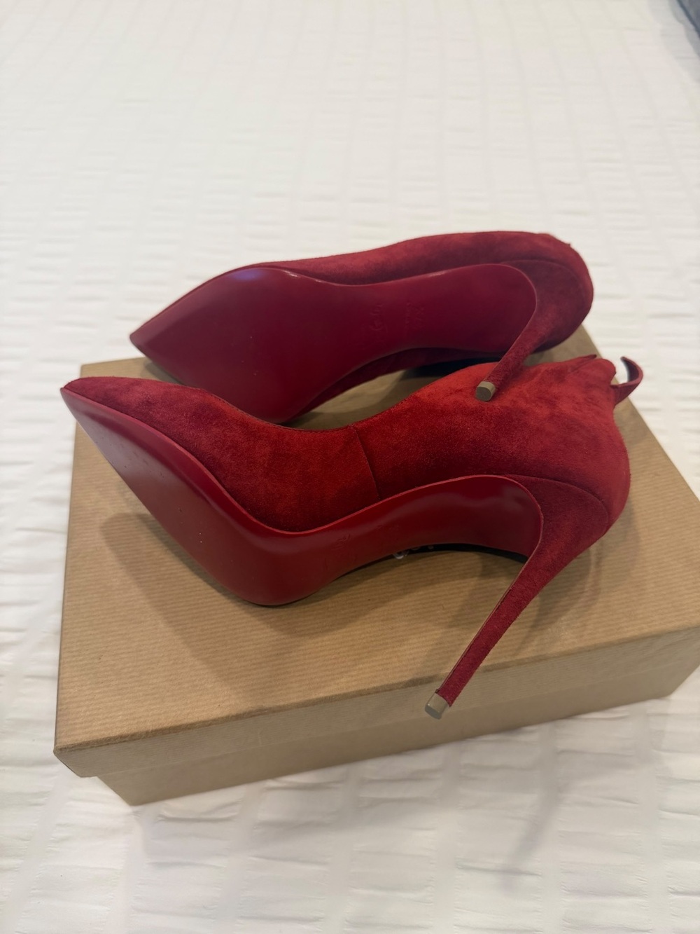 Christian Louboutin Red Suede Pointed Stiletto Pumps